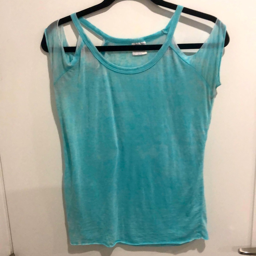 Jersey knit off the shoulder t-shirt